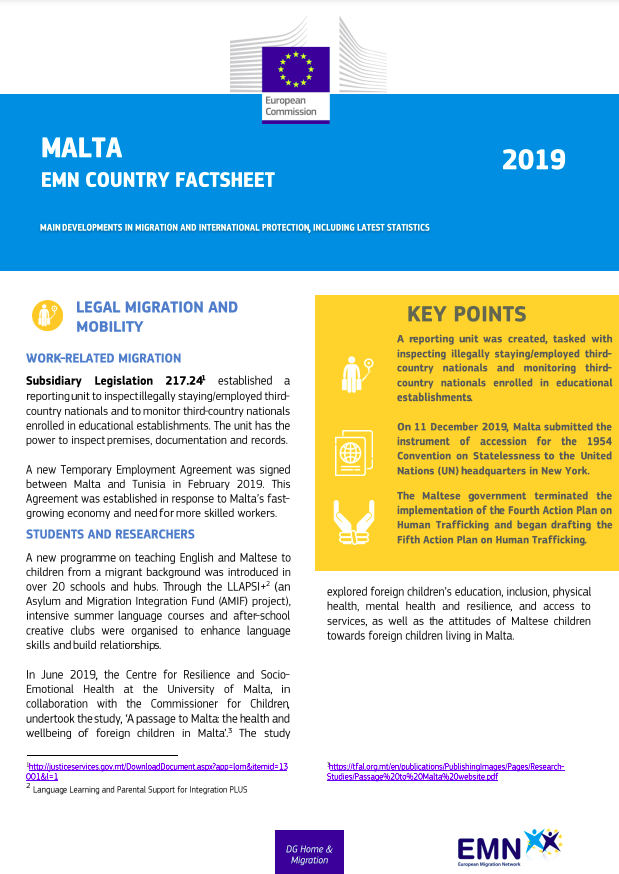 EMN Country Factsheet Malta – 2019